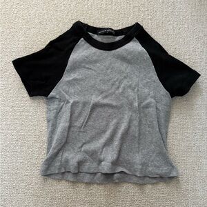 Brandy Melville Black and Gray Crop Top